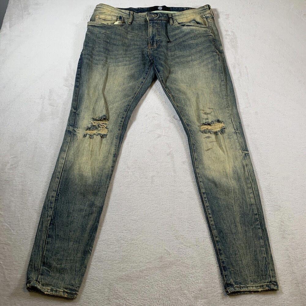 Jordan Craig Jeans Mens 34/34‎ Blue Ross Low Rise Skinny Fit Distressed NEW